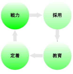 採用教育定着戦力のサイクル